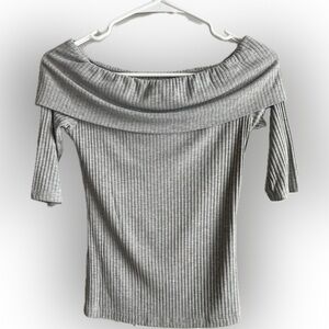 Light Gray Off-Shoulder Top